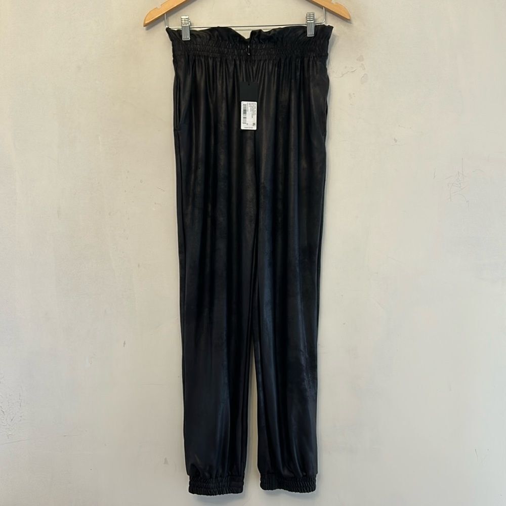 gianni bini black luxe coated Annabeth joggers Size S New